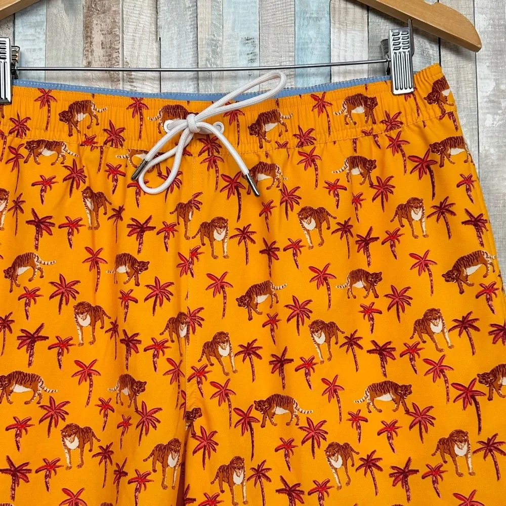 Bonobos M Riviera Tropical Tiger Print Swim Trunk Shorts Palm Tree Recycled - Picture 3 of 9